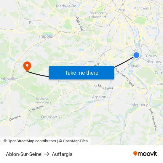 Ablon-Sur-Seine to Auffargis map
