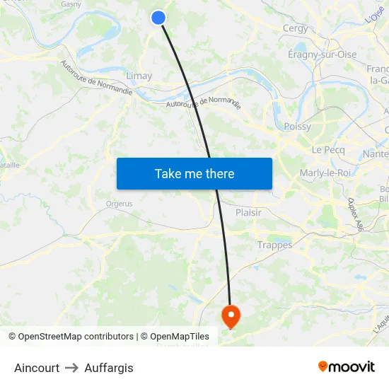 Aincourt to Auffargis map