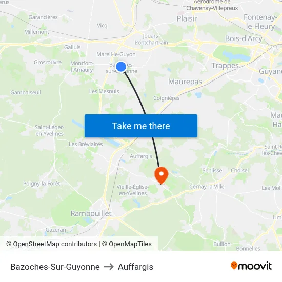 Bazoches-Sur-Guyonne to Auffargis map