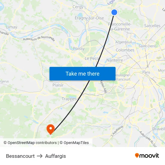 Bessancourt to Auffargis map