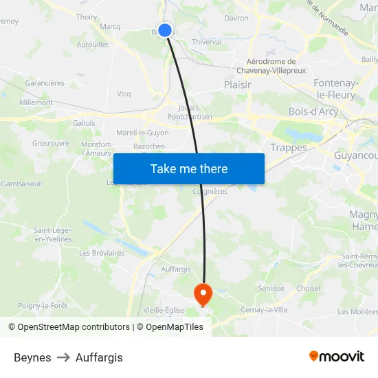 Beynes to Auffargis map