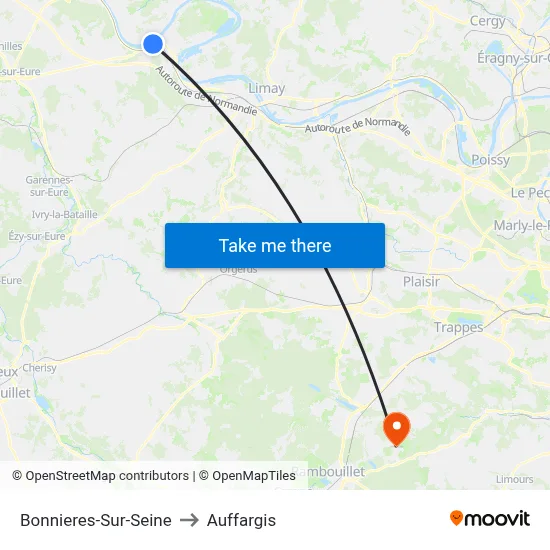 Bonnieres-Sur-Seine to Auffargis map