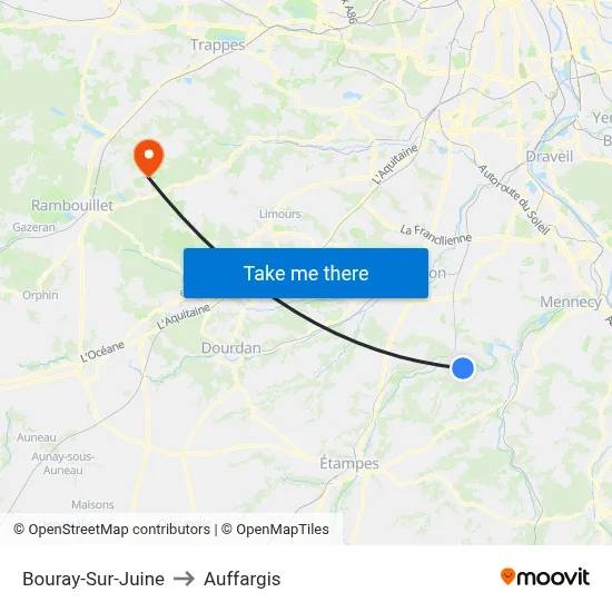 Bouray-Sur-Juine to Auffargis map