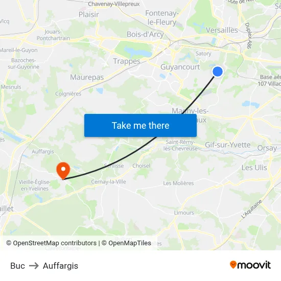 Buc to Auffargis map