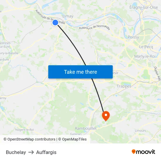 Buchelay to Auffargis map