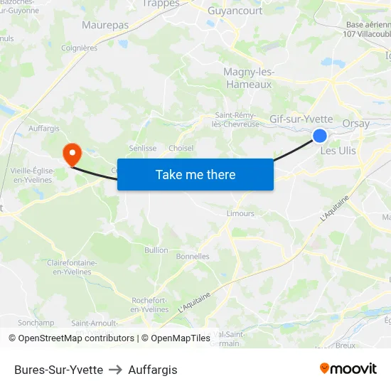 Bures-Sur-Yvette to Auffargis map