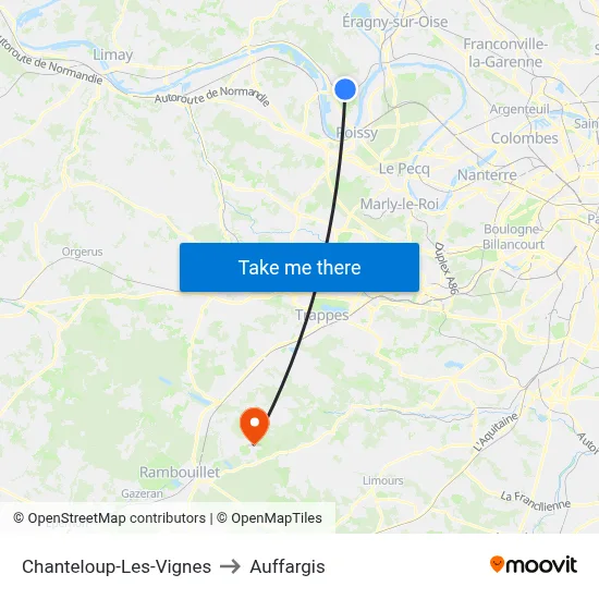 Chanteloup-Les-Vignes to Auffargis map