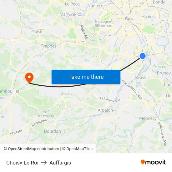 Choisy-Le-Roi to Auffargis map