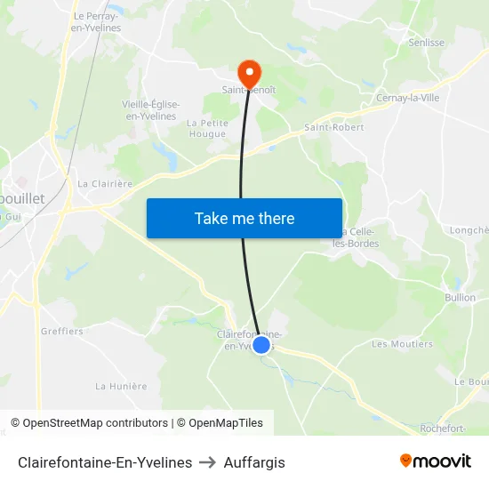 Clairefontaine-En-Yvelines to Auffargis map