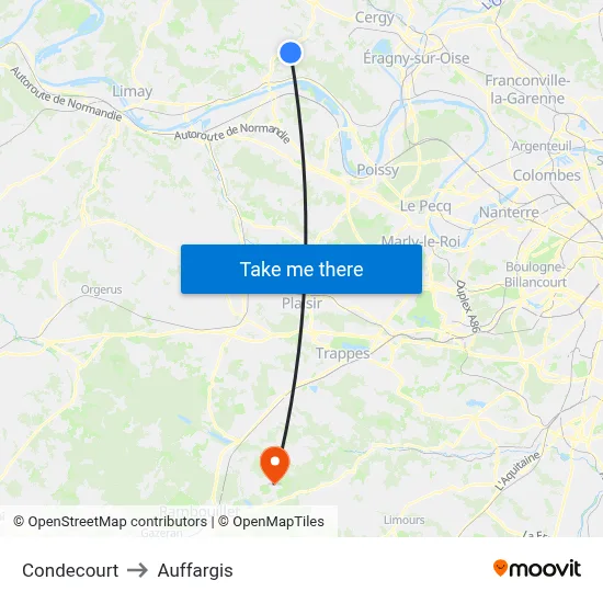 Condecourt to Auffargis map