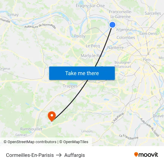 Cormeilles-En-Parisis to Auffargis map