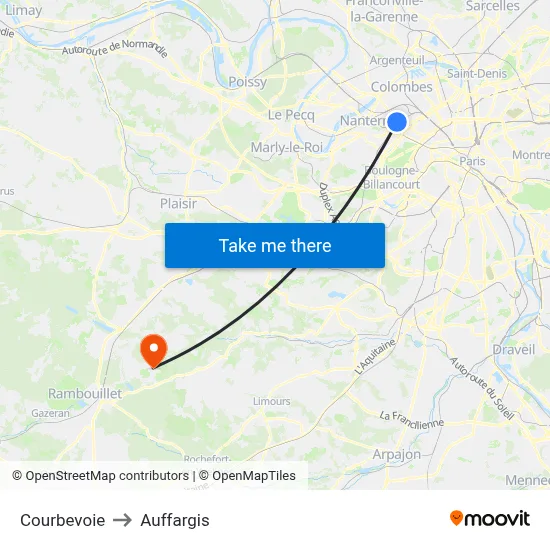 Courbevoie to Auffargis map