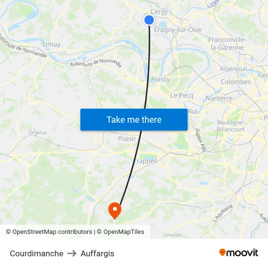 Courdimanche to Auffargis map