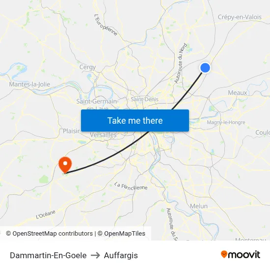 Dammartin-En-Goele to Auffargis map