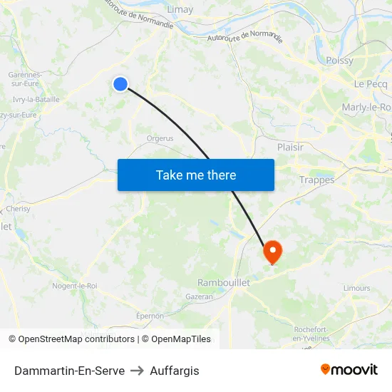 Dammartin-En-Serve to Auffargis map