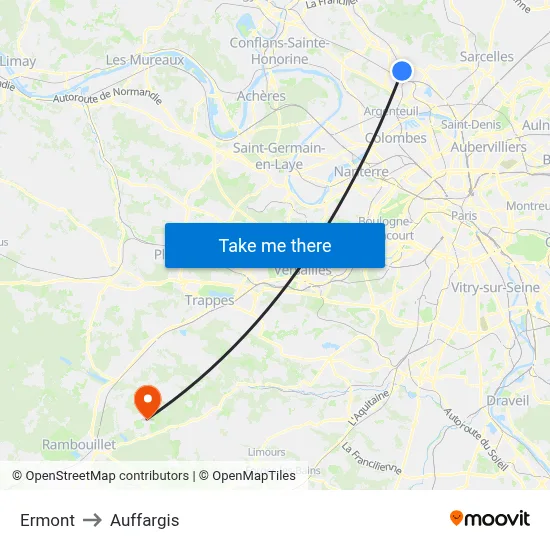 Ermont to Auffargis map