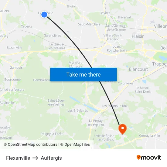 Flexanville to Auffargis map