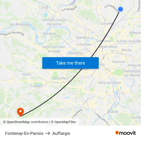 Fontenay-En-Parisis to Auffargis map
