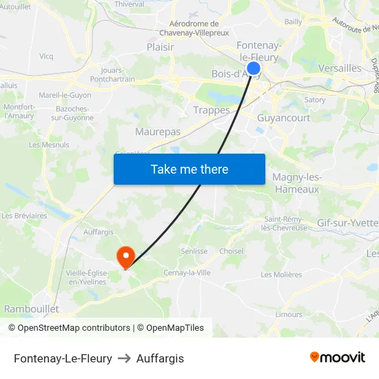 Fontenay-Le-Fleury to Auffargis map