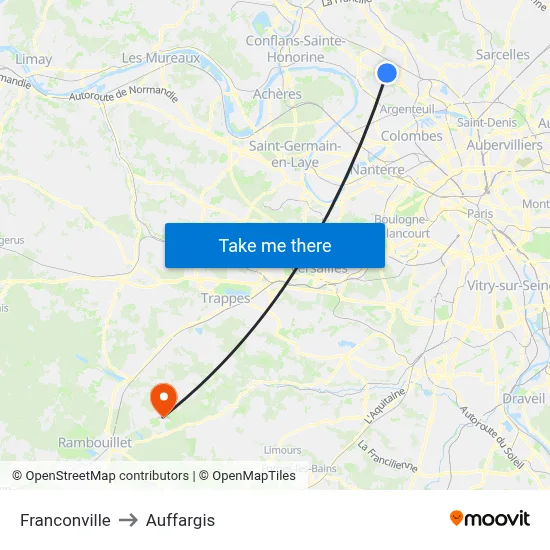 Franconville to Auffargis map