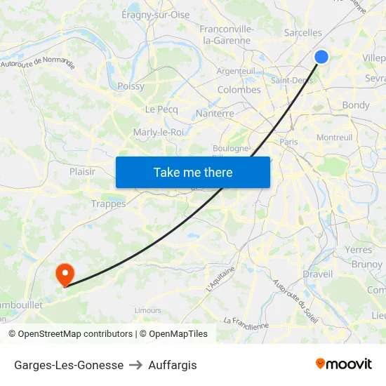 Garges-Les-Gonesse to Auffargis map