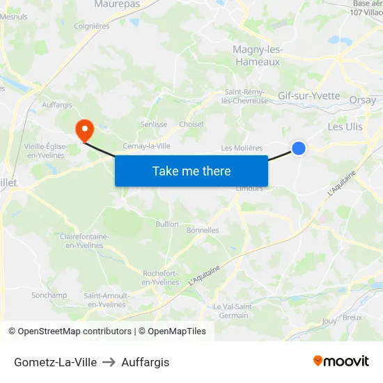 Gometz-La-Ville to Auffargis map