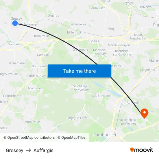 Gressey to Auffargis map