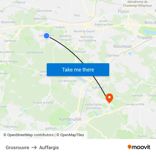 Grosrouvre to Auffargis map