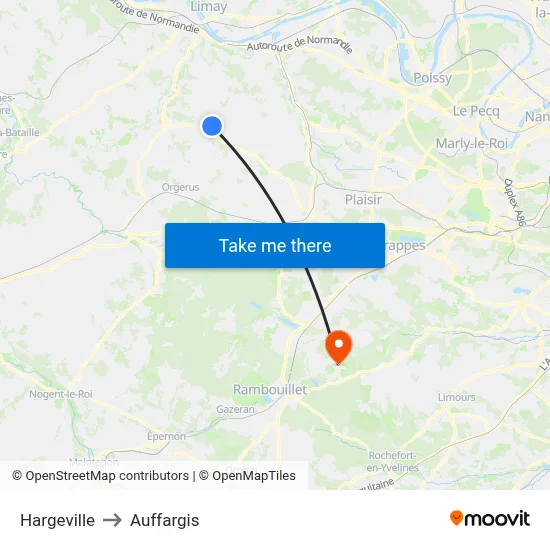 Hargeville to Auffargis map