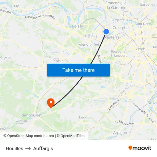 Houilles to Auffargis map