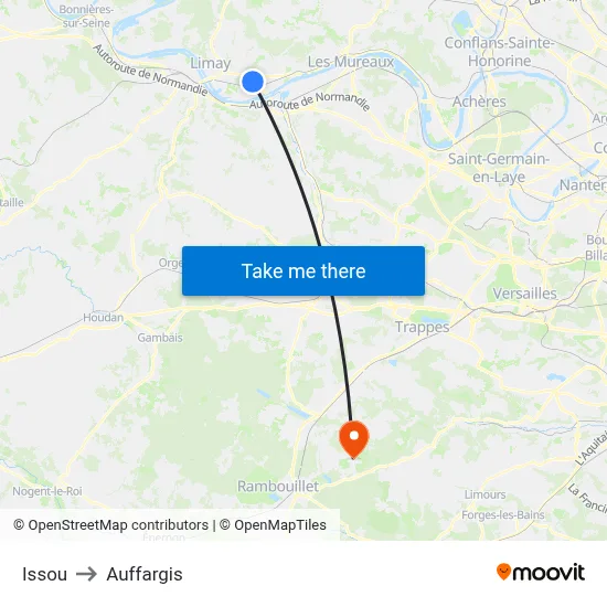 Issou to Auffargis map