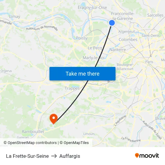 La Frette-Sur-Seine to Auffargis map