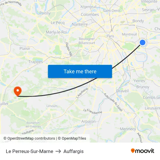Le Perreux-Sur-Marne to Auffargis map