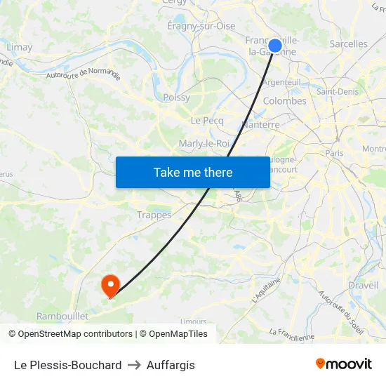 Le Plessis-Bouchard to Auffargis map