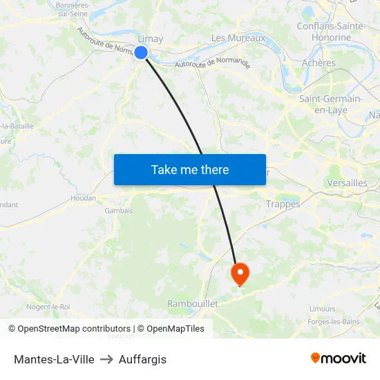 Mantes-La-Ville to Auffargis map