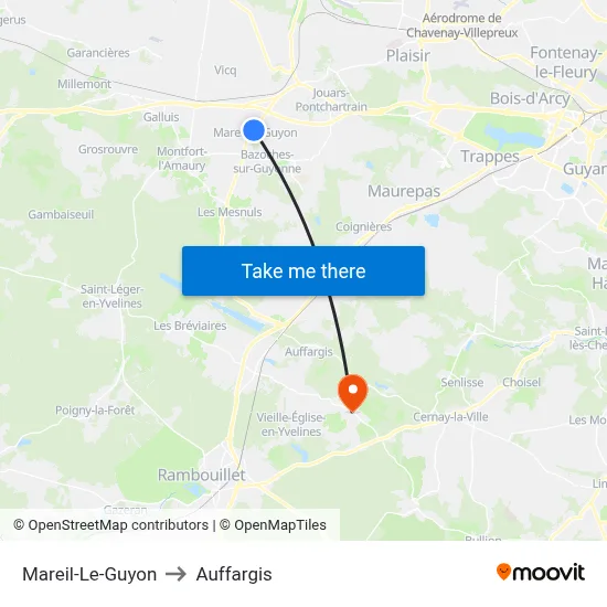 Mareil-Le-Guyon to Auffargis map