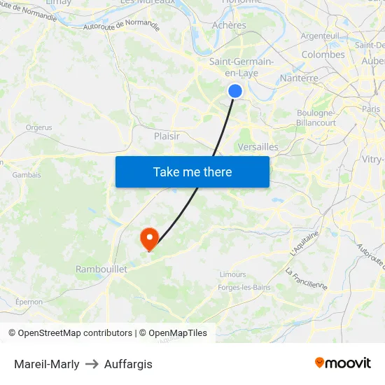 Mareil-Marly to Auffargis map