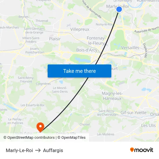 Marly-Le-Roi to Auffargis map