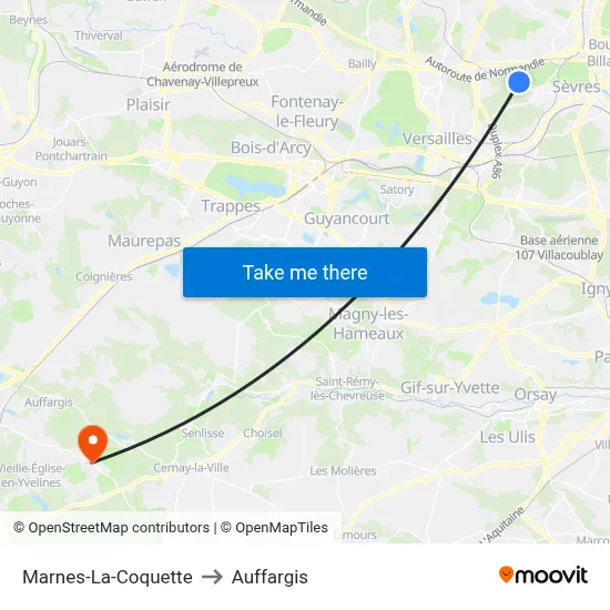 Marnes-La-Coquette to Auffargis map