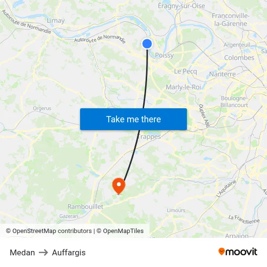 Medan to Auffargis map
