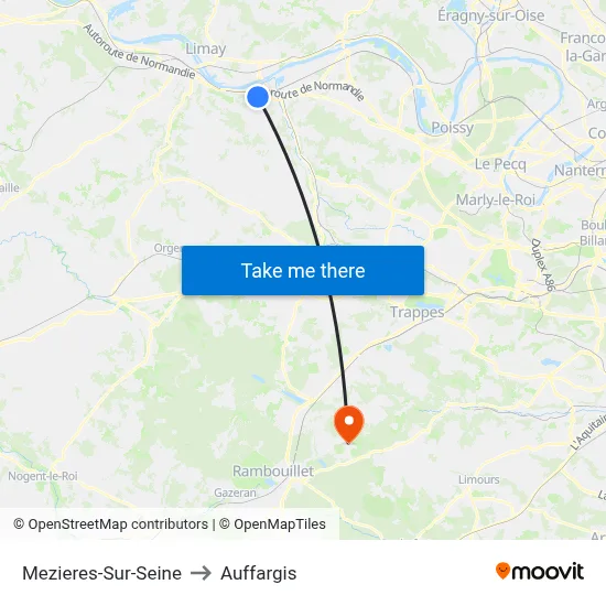 Mezieres-Sur-Seine to Auffargis map