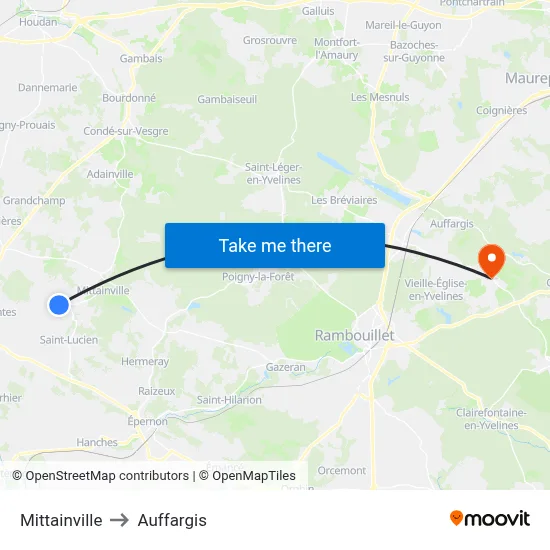 Mittainville to Auffargis map