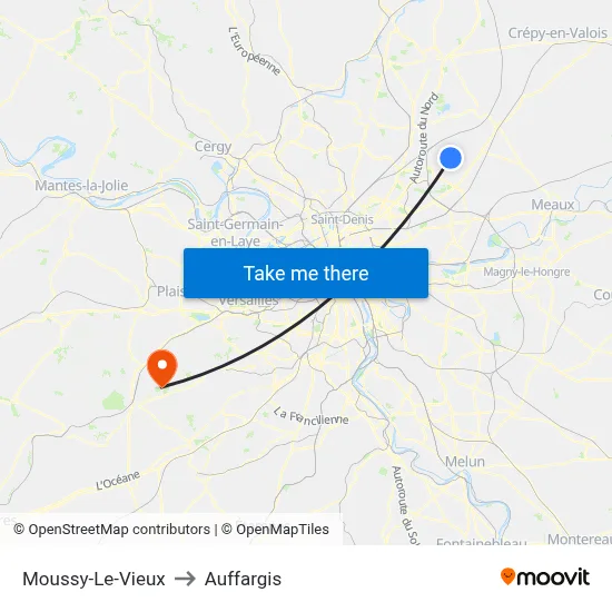Moussy-Le-Vieux to Auffargis map