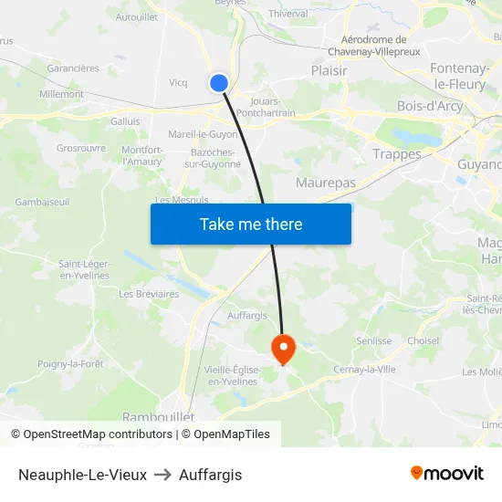 Neauphle-Le-Vieux to Auffargis map