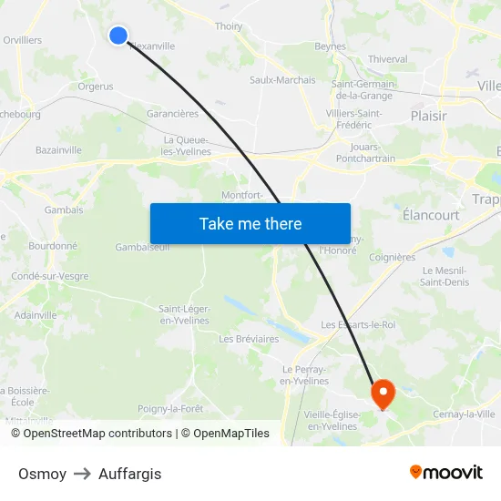 Osmoy to Auffargis map
