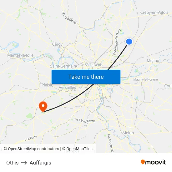 Othis to Auffargis map