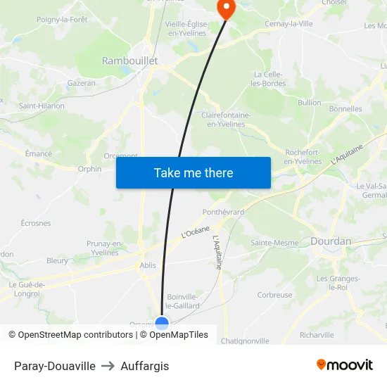 Paray-Douaville to Auffargis map