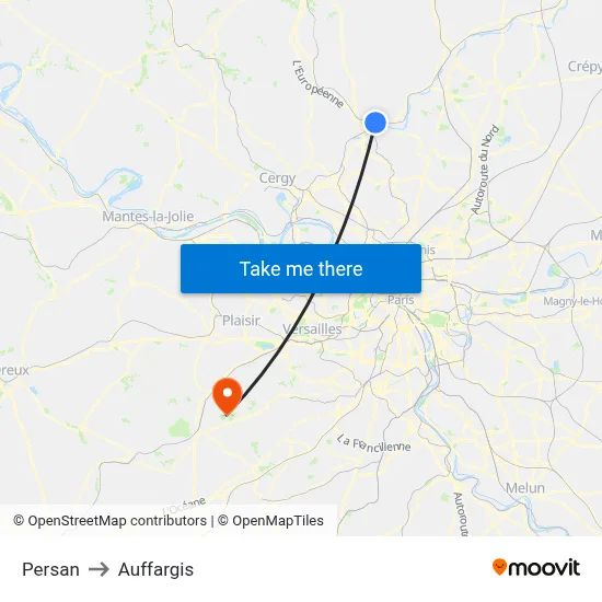 Persan to Auffargis map
