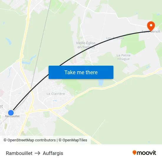 Rambouillet to Auffargis map