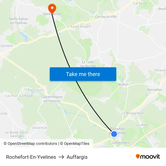 Rochefort-En-Yvelines to Auffargis map